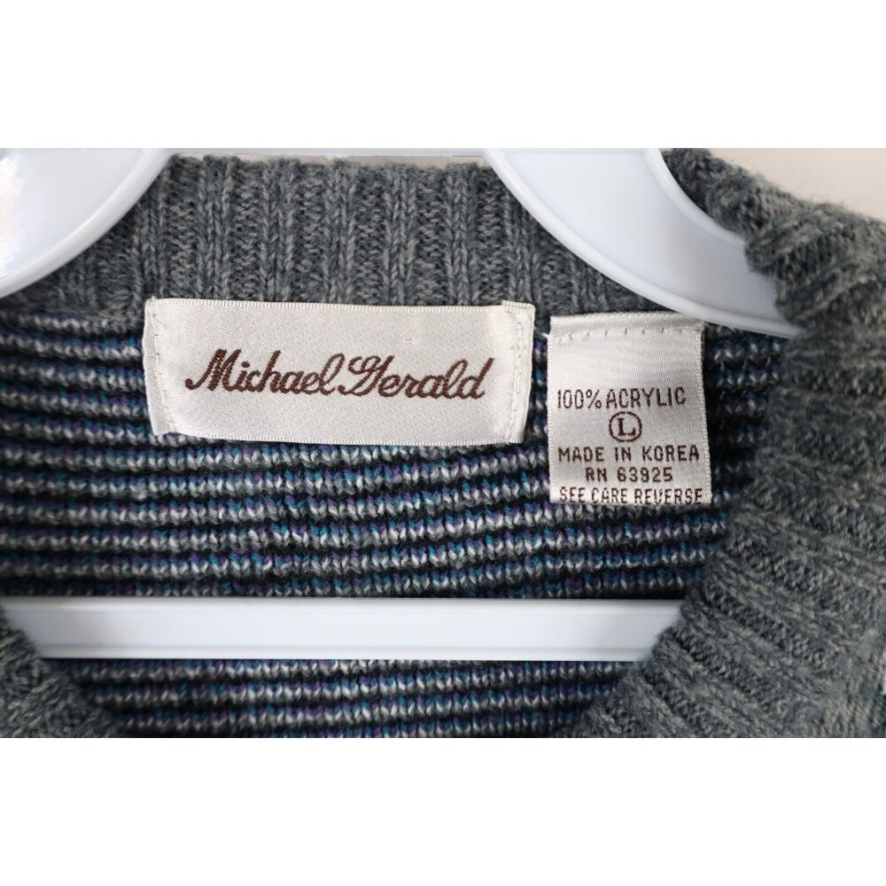 Vintage 90s Coogi Style Womens Large Abstract Geometric Knit Grandma Sweater - Picture 5 of 8